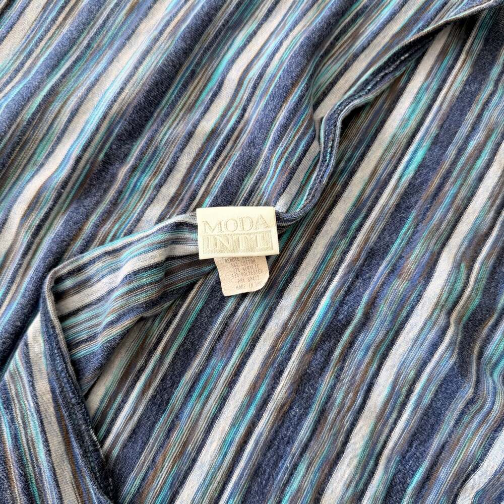Moda Intl Vintage Blue Striped Halter Top Crop Neck Tie - Picture 4 of 5